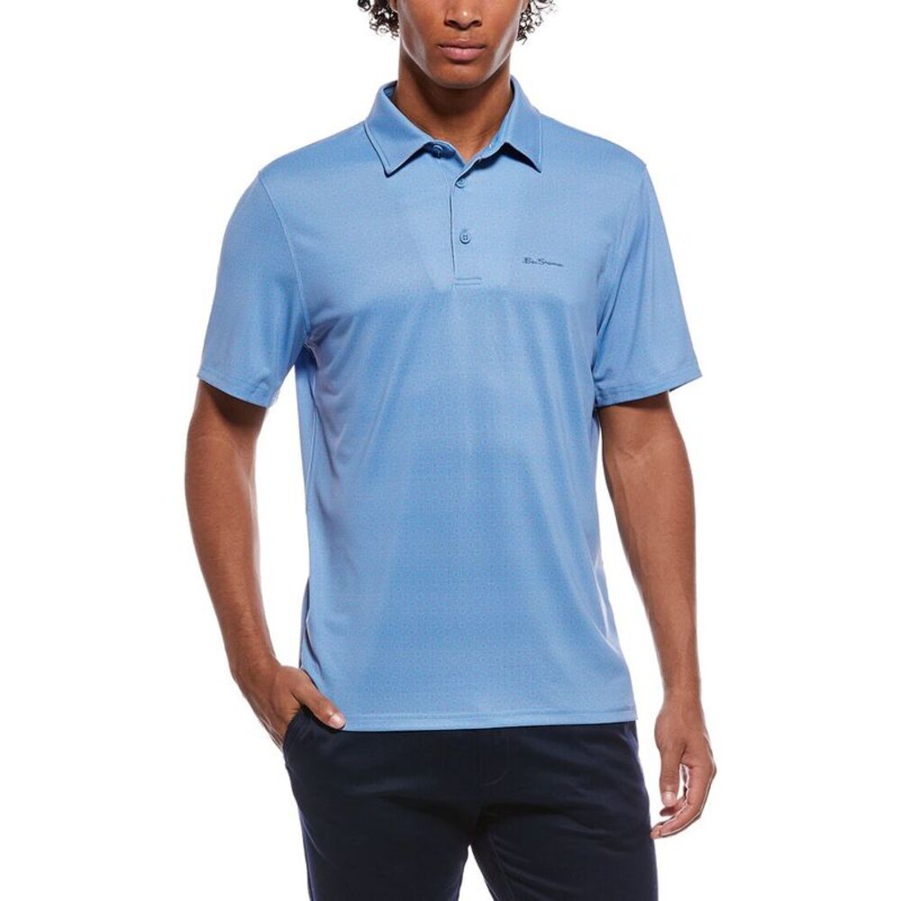 Ben Sherman Mens Stipple Spot Tech Jersey Sport Fit Polo Shirt, Navy